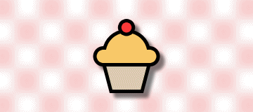 Cupcake with a drop shadow over a blurred background